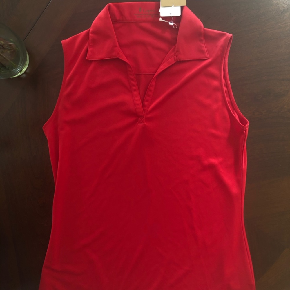Nancy Lopez red golf polo sleeveless shirt